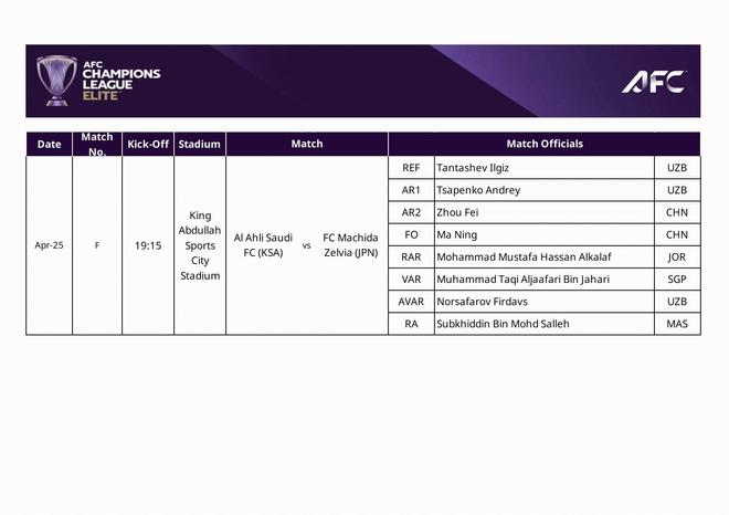 官方：马宁以四官身份执法亚冠精英赛决赛，周飞担任边裁